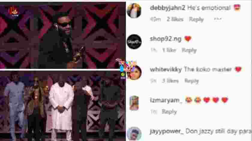 Headies: Nigerians react to Don Jazzy’s countenance after D’banj invited him on stage as he bagged an award (Video)